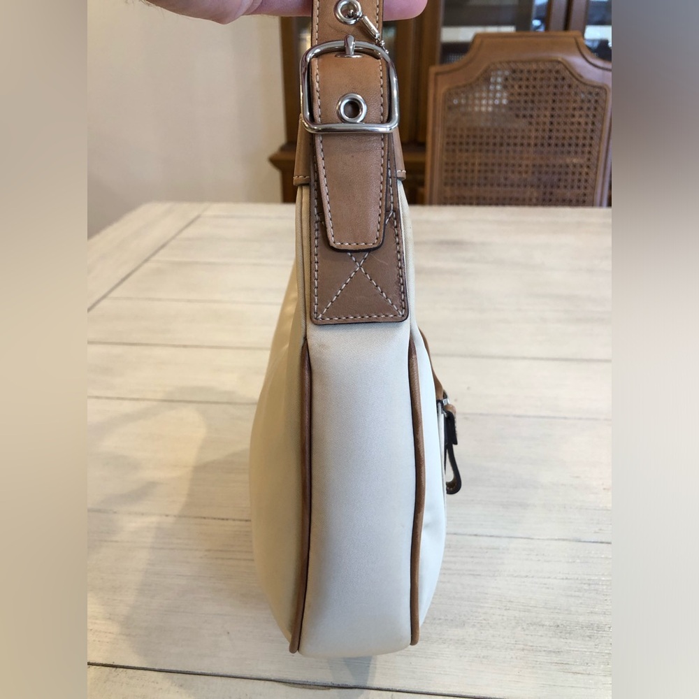 Vintage Coach Cream/Tan Hobo Nylon Mini Shoulder/Hand Bag in EUC with Hangtag - Picture 3 of 13